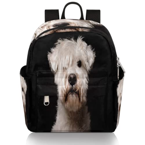 Wei?er Schnauzer Hund Mini-Rucksack niedlicher kleiner Rucksack Geldb?rse f¨¹r M?dchen Frauen Teenager Kinder Schule Reisen l?ssige Schultertasche Tagesrucksack, mehrfarbig, Small von WowPrint