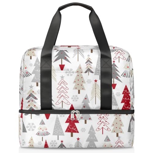 Weihnachten Schneeflocke Baum Sport Duffle Bag für Damen Herren Jungen Kirls Weihnachtsmuster Wochenende Übernachtung Taschen Nass Getrennt 21L Tragetasche für Reisen Gym Yoga, farbe, 21L, von WowPrint