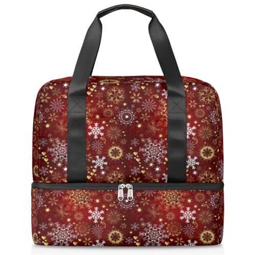 Weihnachten Urlaub Schneeflocken Sport Duffle Bag für Damen Herren Jungen Kirls Feier Weihnachten Wochenende Übernachtung Taschen nass getrennt 21L Tragetasche für Reisen Gym Yoga, farbe, 21L, von WowPrint