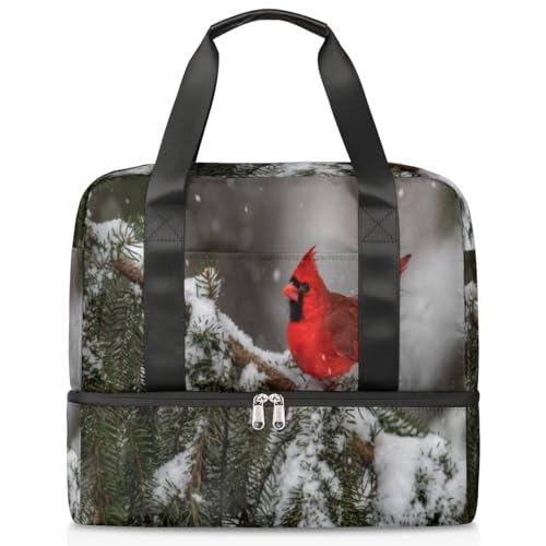 Weihnachten Xmas Sport Duffle Bag für Damen Herren Jungen Kirls Weihnachten Winter Vogel Wochenende Übernachtung Taschen nass getrennt 21L Tragetasche für Reisen Gym Yoga, farbe, 21L, von WowPrint