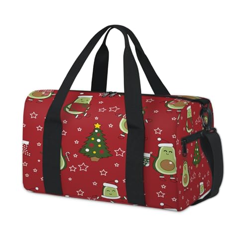 Weihnachts-Avocado-Sporttasche für Kinder, Mädchen, Jungen, Damen, Herren, niedliche Avocado-Übernachtung, Wochenend-Reisetasche, Tragetasche, Fitnessstudio, lässige Seesack von WowPrint