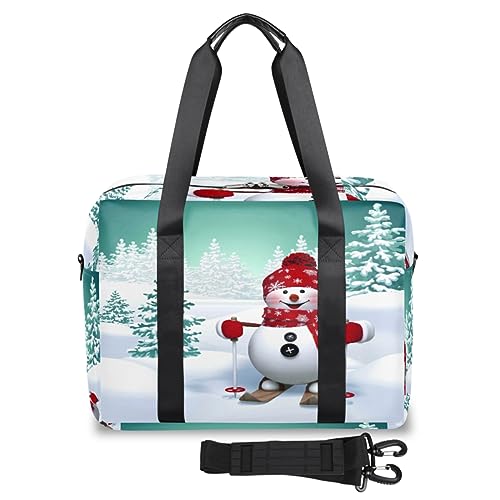 Weihnachts-Schneemann-Reisetasche für Damen und Herren, Schneemann, Baum, Schneeflocke, Wochenende, Übernachtungstaschen, 32 l, große Reisetasche, Tragetasche für Sport, Fitnessstudio, Yoga, farbe, 32 von WowPrint