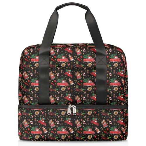 Weihnachtsgeschenk Sport Duffle Bag für Frauen Männer Jungen Kirls Weihnachten Auto Baum Wochenende Übernachtung Taschen Nass Getrennt 21L Tragetasche für Reisen Gym Yoga, farbe, 21L, von WowPrint