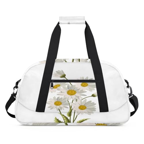 Weiße Gänseblümchen Kinder Duffel Taschen für Mädchen Jungen, Gänseblümchen Blume Übernachtung Wochenender Reisetasche 24L Sport Gym Duffel Bag Praxis Tote Tragetasche, farbe, (24L) UK, von WowPrint