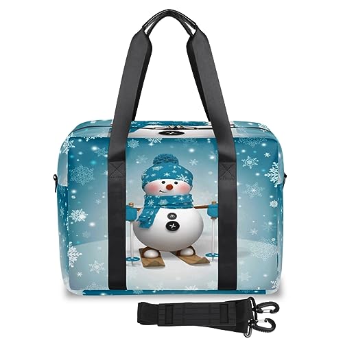 Winter-Schneemann-Reisetasche für Damen und Herren, Weihnachten, Schneeflocke, Wochenende, Übernachtungstaschen, 32 l, große Reisetasche, Tragetasche für Sport, Fitnessstudio, Yoga, farbe, 32 L, von WowPrint