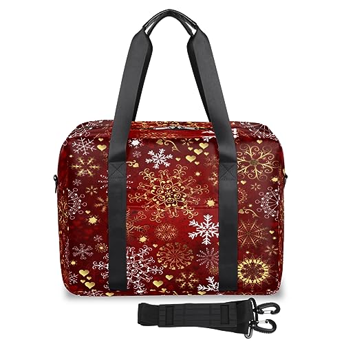 Winter Weihnachten Schneeflocke Reisetasche für Damen Herren Weihnachtsthema Wochenende Übernachtung Taschen 32 L Große Reisetasche Tragetasche für Sport Gym Yoga, farbe, 32 L, Taschen-Organizer von WowPrint