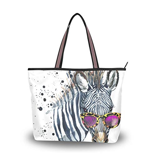 WowPrint Damen Handtasche mit Tiermotiv Zebra, große Kapazität, Schultertasche für Schule, Arbeit, Reisen, Einkaufen, Strand von WowPrint