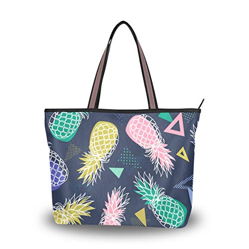 WowPrint Damen Handtasche mit geometrischem Ananas, große Kapazität, Schultertasche für Schule, Arbeit, Reisen, Einkaufen, Strand von WowPrint