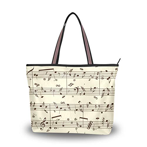 WowPrint Vintage Music Noten Damen Tote Bag Handtasche Gro?e Kapazit?t Schultertasche f¨¹r Schule Arbeit Reisen Shopping Strand von WowPrint