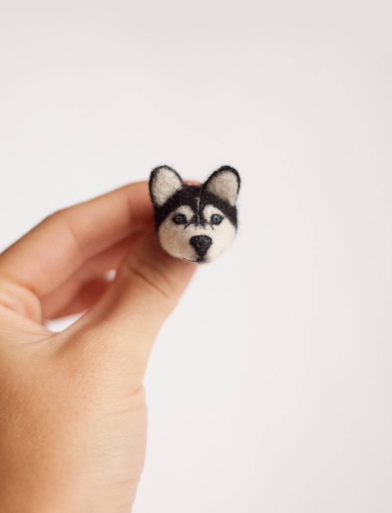 Siberian Husky, Hundeportrait Anstecker, Husky Anstecker Siberian Husky, Hundeportrait Anstecker, Husky Anstecker von WowWowWool