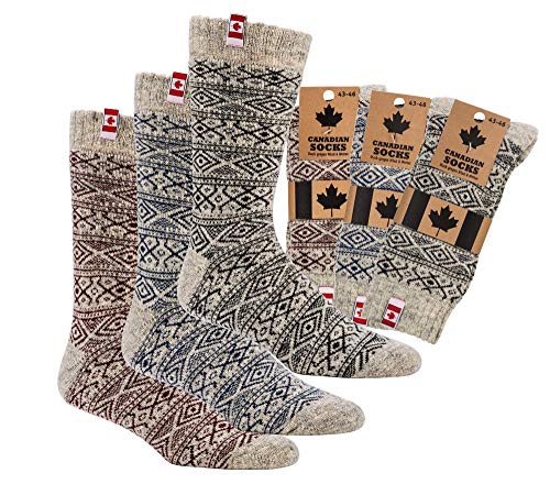 1 Paar"Canadian Socks" THERMO-Wollsocken Norweger Socken Damen Herren Kinder (35/38, natur-schwarz) von Wowerat