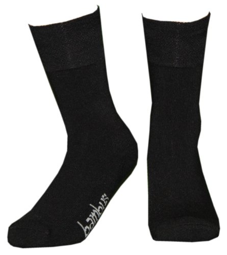 Wowerat 3 Paar Bambus-Socken mit Frottee-Sohle ohne Gummi, Farbe:Schwarz;Größe:43-46 von Wowerat