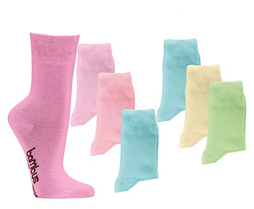 6 Paar Paar Bambus Socken pastell Bambussocken Softrand ohne Gummi Damen Mädchen W (39/42) von Wowerat