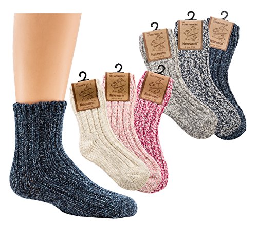 Kinder Norwegersöckchen mit Wolle (27-30 3er-Pack, Mädchen) von WOWERAT