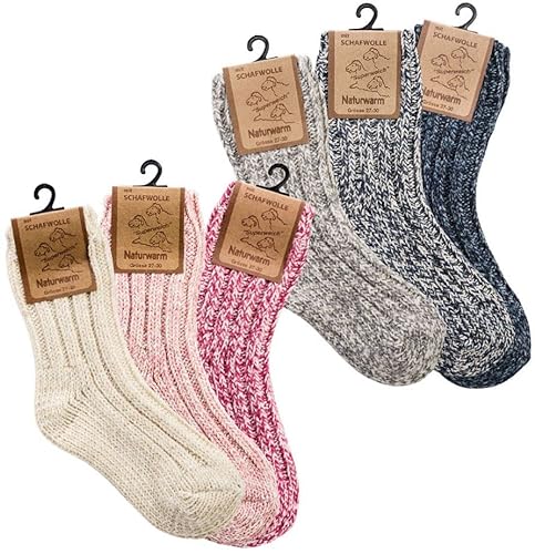 WOWERAT Norweger- Wollsocken für Babys und Kinder (Gr.23-26, wollweiß,rose,pink) von WOWERAT