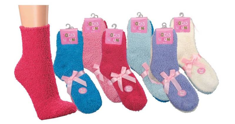 Socks 4 Fun Kuschelsocken Wollsocken Kuschelsocken Unisex mit dekorativer Geschenkschleife (2 Paar) von Socks 4 Fun