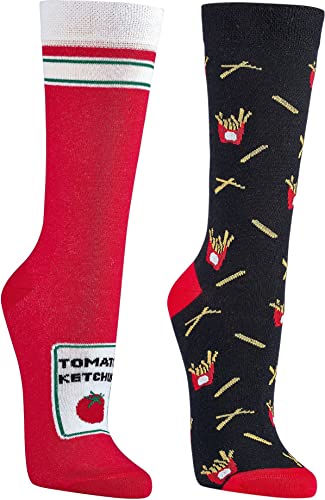 WOWERAT Witzige Socken „Pommes Frites“ für Teenager, Damen und Herren, 2er-Bündel (Gr.36-41, „Pommes Frites“) von Wowerat