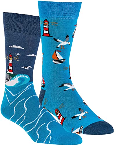 WOWERAT Witzige Socken „Küstenglück“ als Geschenkidee oder zum Selbertragen, verschidedene Motive für Teenager, Damen und Herren 2er-Bündel (Gr.36-41, 6209.20 „Küstenglück“) von WOWERAT