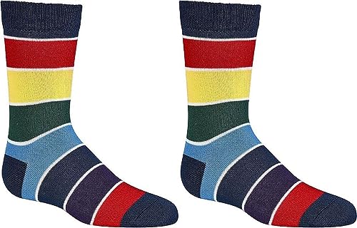 WOWERAT „Streifen“ VISCOSE- BAMBUS - SOCKEN für Kinder und Teenager, superweich und atmungsaktiv, 2er-Bündel (Gr.35-38, Blockstreifen) von WOWERAT