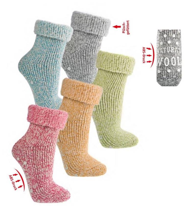 Wowerat ABS-Socken bunte super flauschige Thermo ABS Socken mit 62% Wolle Wollsocken (1 Paar) von Wowerat