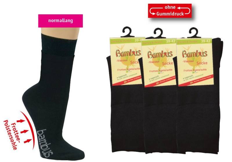 Wowerat Basicsocken Viskose Frottee Polstersohle Komfortbund Bambussocken Damen Herren (3 Paar) von Wowerat