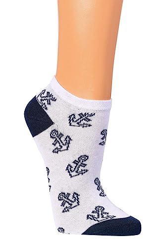 Wowerat Bio Sneaker Socken mit 98% Biobaumwolle maritim Unisex (as3, numeric, numeric_42, numeric_47, regular, short, weiße+blaue Anker) von WOWERAT