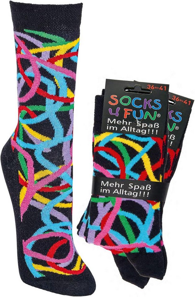 Wowerat Freizeitsocken 2 Paar Fun Socken, Spaß mit Socken, Loop Motive, für Damen & Herren von Wowerat
