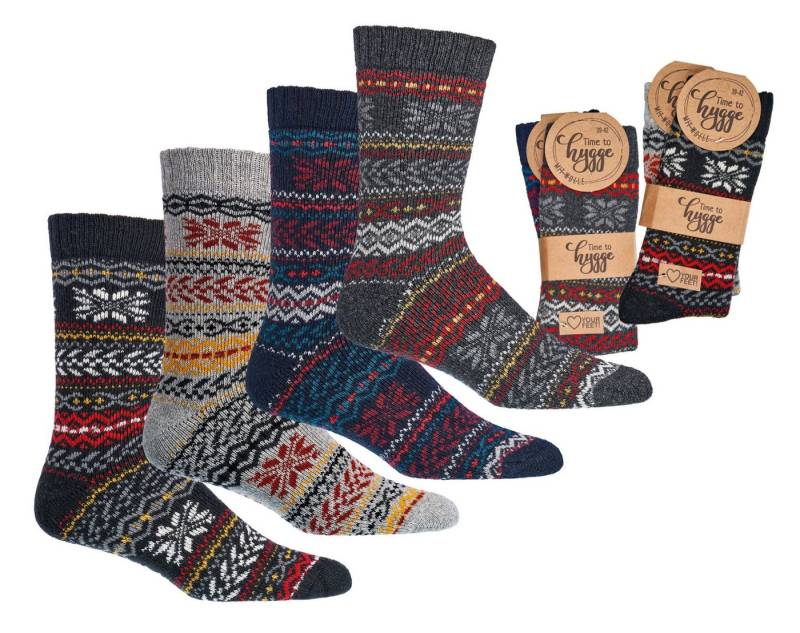 Wowerat Freizeitsocken 2 Paar Hygge-Socken mit Wolle, Damen & Herren, schöne Farben sortiert von Wowerat