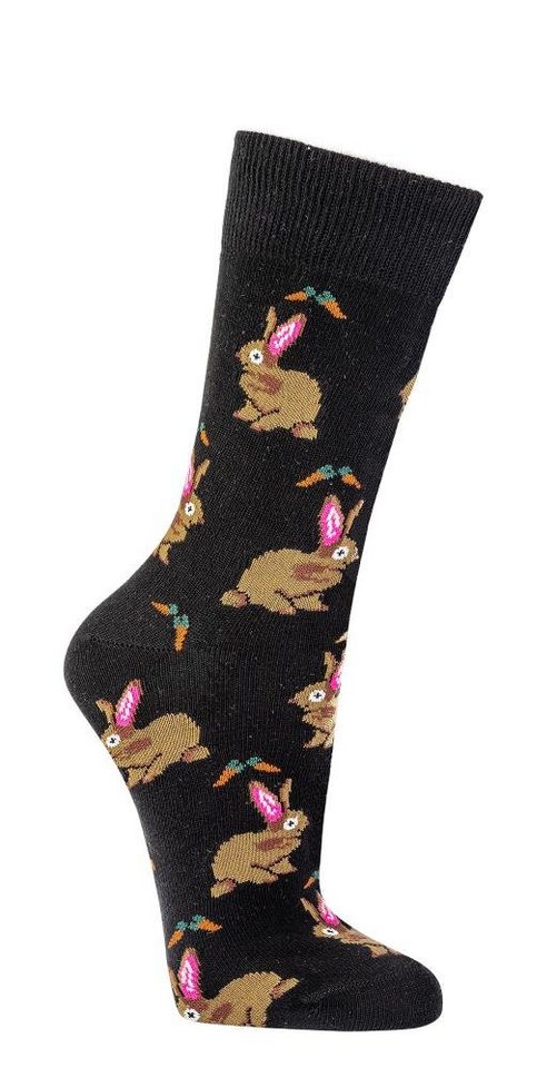 Wowerat Freizeitsocken 2 Paar Oster-Socken mit Hasen Motiv Spaß Socken Osterhase Geschenkidee von Wowerat