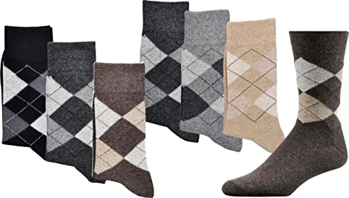 Wowerat KLASSIKER HERREN SOCKEN „KARO“ 3er-BÜNDEL (Gr.43-46, Karo: anthrazit-grau-beige) von Wowerat