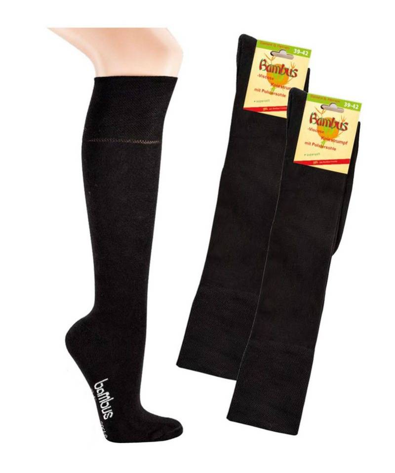 Wowerat Kniestrümpfe 3 Paar Bambus Wellness-Kniestrümpfe mit Frottee-Polstersohle von Wowerat
