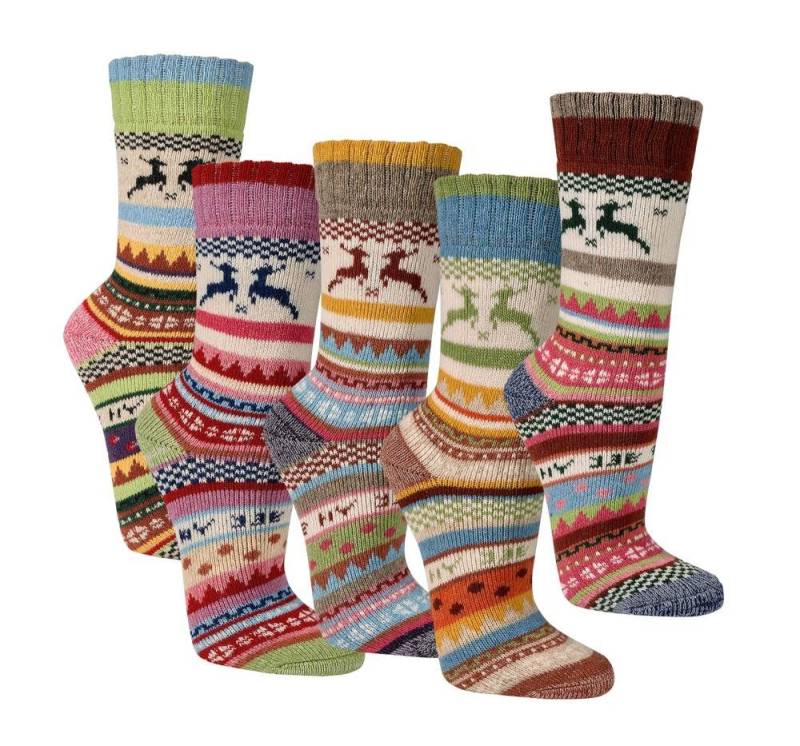 Wowerat Norwegersocken Hygge Socken Wollsocken Schafwollsocken (2 Paar) Vopplüsch Thermo von Wowerat