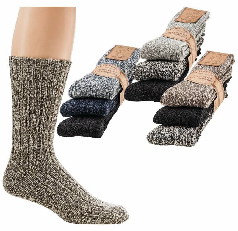 Wowerat Norwegersocken Warme weiche Norweger Socken mit Wolle Baumwolle Viskose (3 Paar) von Wowerat
