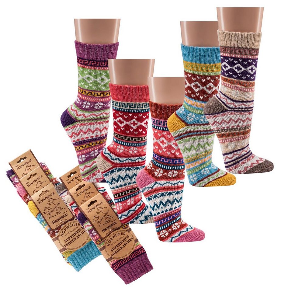 Wowerat Norwegersocken bunte Norweger Socken Baumwolle mit schönem Muster Hygge Damen Mädchen von Wowerat