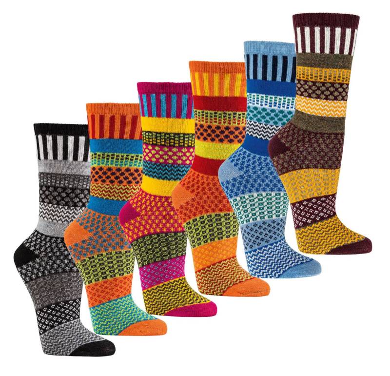 Wowerat Norwegersocken fröhlich bunte Wollsocken mit 45% Wolle für Damen Mädchen bunt (2 Paar) von Wowerat