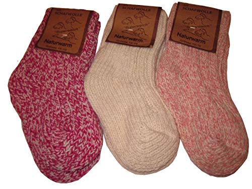 Wowerat Nowegersöckchen 3er Pack Wollsocken Baby Kinder (15-18, rottöne) von Wowerat