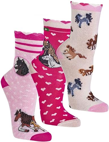 WOWERAT Computer-Kinder-Söckchen „Romantik Pferde“ 3er-BÜNDEL (Gr.35-38, Söckchen „Romantik Pferde“) von WOWERAT