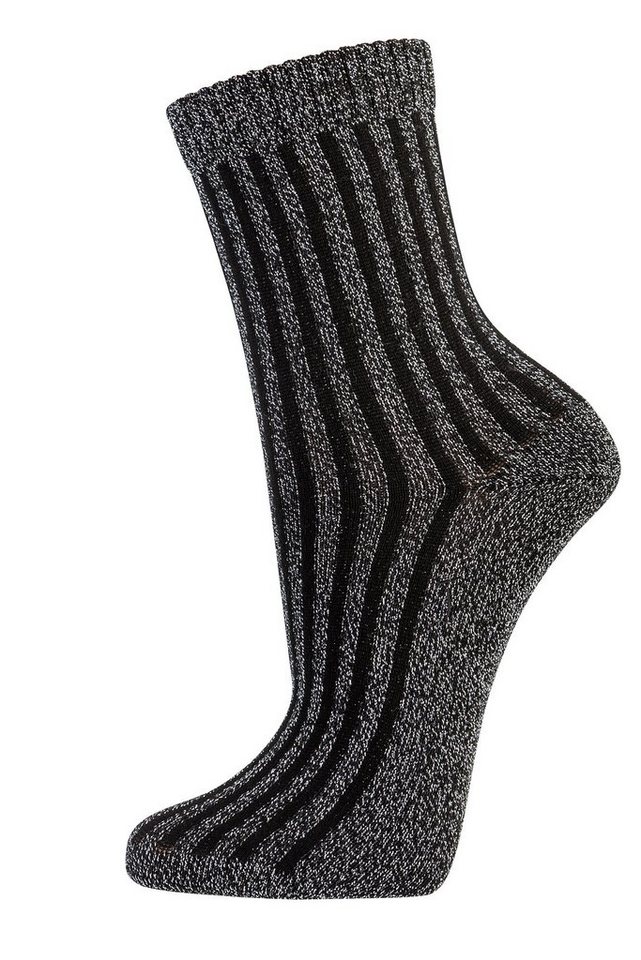 Wowerat Socken Damen Socken Glamour Wollsocken Design mit glitzerndem Lurexgarn (2 Paar) glitzerndes Lurexgarn von Wowerat