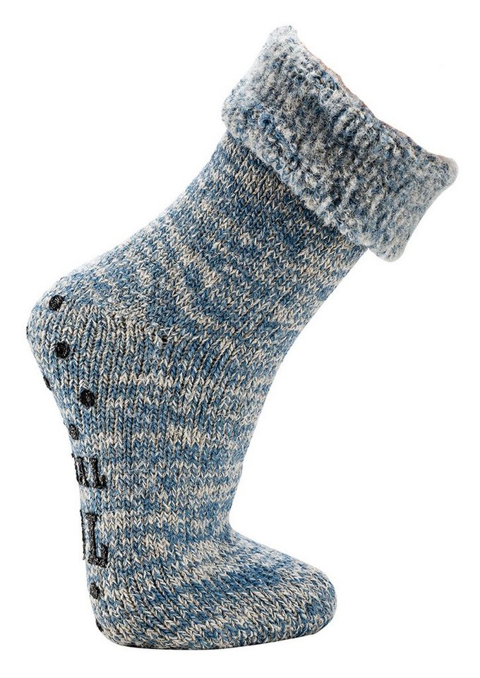 Wowerat Socken MEGA 65% Wolle Thermo ABS Socken Homesocks anti Rutsch innen gerauht, ABS Druck von Wowerat