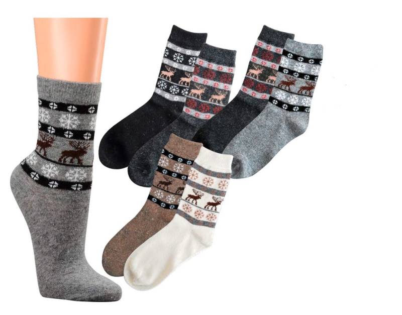 Wowerat Socken Warme Wollsocken mit Alpakawolle und Viskose Skandinavian Design (2 Paar) von Wowerat