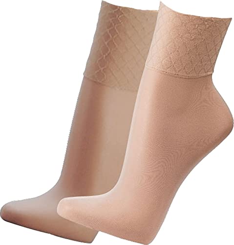 Wowerat Wellness-Feinsöckchen Spezial-Komfortbund - ohne Gummidruck, mit Glanzeffekt, 33dtex = 30den, 5 Paar/ 1 Farbe (Gr.one-size, 5er-Bündel: perle) von Wowerat