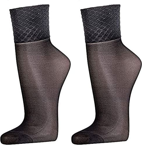 Wowerat Wellness-Feinsöckchen Spezial-Komfortbund - ohne Gummidruck, mit Glanzeffekt, 33dtex = 30den, 5 Paar/ 1 Farbe (Gr.one-size, 5er-Bündel: schwarz) von Wowerat