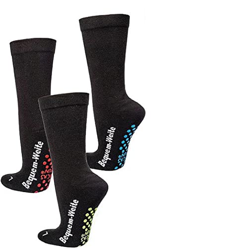 WOWERAT Wellness-Socken mit Polstersohle, ABS für Menschen mit Problemfüßen, 2er-Bündel (Grundfarbe: schwarz, Gr. 47-50, grauer ABS-Druck) von Wowerat