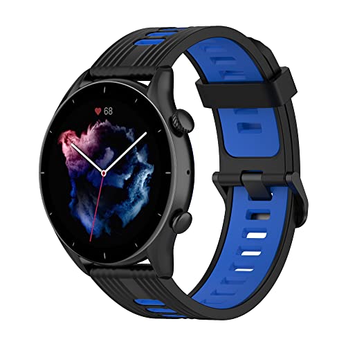 Wownadu 20MM Quick Release Armband Kompatible für Garmin Vivoactive 5/3/3 Music, Venu/Venu 2 Plus, Venu Sq/Sq Music/Sq 2 Music Armbänder B Schwarz Blau Sport Band Damen Herren Silikon Ersatzarmband von Wownadu