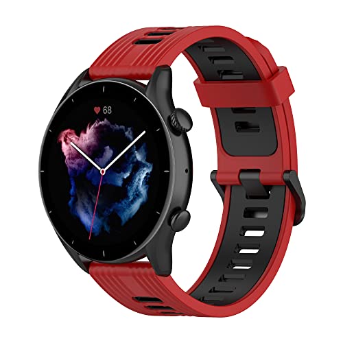 Wownadu 20MM Quick Release Armband Kompatible für Garmin Vivoactive 5/3/3 Music, Venu/Venu 2 Plus, Venu Sq/Sq Music/Sq 2 Music Armbänder B Schwarz Rot Sport Band Damen Herren Silikon Ersatzarmband von Wownadu