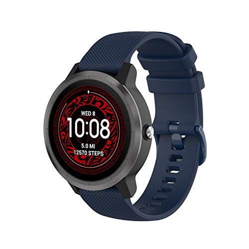 Wownadu 20MM Quick Release Armband Kompatible für Garmin Vivoactive 5/3/3 Music, Venu/Venu 2 Plus, Venu Sq/Sq Music/Sq 2 Music Armbänder A Navy blau Sport Band Damen Herren Silikon Ersatzarmband von Wownadu