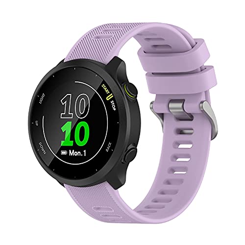 Wownadu 20mm Ersatzarmband Kompatibel mit Garmin Forerunner 55 / Forerunner 245 Armband Lila Weiches Silikon Ersatz Armbänder Sport für Damen Herren (Keine Uhr) von Wownadu