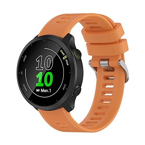 Wownadu 20mm Ersatzarmband Kompatibel mit Garmin Forerunner 55 / Forerunner 245 Armband Orange Weiches Silikon Ersatz Armbänder Sport für Damen Herren (Keine Uhr) von Wownadu