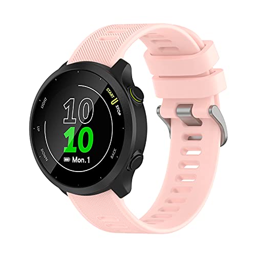 Wownadu 20mm Ersatzarmband Kompatibel mit Garmin Forerunner 55 / Forerunner 245 Armband Rosa Weiches Silikon Ersatz Armbänder Sport für Damen Herren (Keine Uhr) von Wownadu