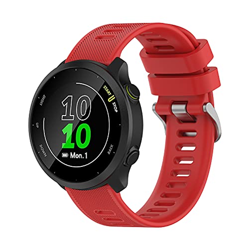 Wownadu 20mm Ersatzarmband Kompatibel mit Garmin Forerunner 55 / Forerunner 245 Armband Rot Weiches Silikon Ersatz Armbänder Sport für Damen Herren (Keine Uhr) von Wownadu